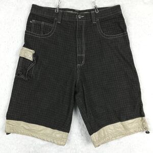 Barcode Mens Shorts Baggy Cargo Y2K Skater Grunge Black‎ Tan Check 38